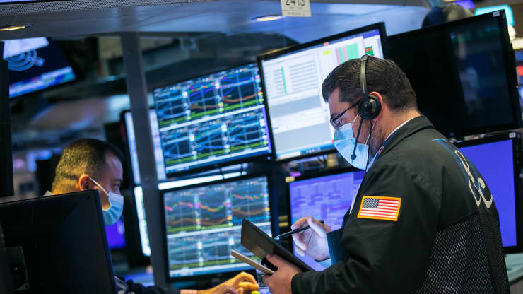 Traders work on the floor of the New York Stock Exchange on Nov. 4th. 2020.